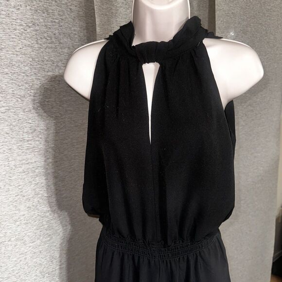 NEW MAX STUDIO Womens Black Halter Sleeveless V Neck Tunic Jumpsuit Sz Large NWT - Picture 3 of 12